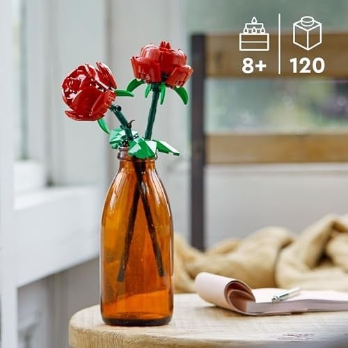 LEGO Botanicals Gül 40460 – Yetişkinler için Uzunluğu Ayarlanabilen, Parçalarla İnşa Edilen 2 Gül İçeren Dekoratif Yapay Çiçek Modeli Yapım Seti, Yaratıcı Sevgililer Günü Hediyesi Fikri (120 Parça)