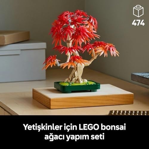 LEGO Botanicals Japon Kırmızı Akçaağaç Bonsai Ağacı 10348 - Kırmızı ve Kehribar Sarısı Yapraklara Sahip Yapay Bitki İçeren Sevgililer Gününe Özel Model Yapım Seti (474 Parça)