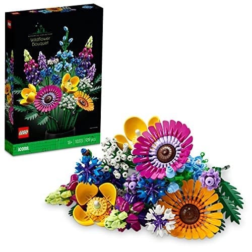 LEGO Botanicals Kır Çiçekleri Buketi 10313 – Yetişkinler için Peygamber Çiçeği, Lavanta, Gelincik Dahil 8 Tür Çiçek İçeren Dekoratif Model Yapım Seti, Sevgililer Günü Hediyesi Fikri (939 Parça)