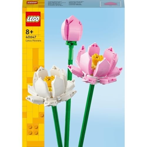 LEGO Botanicals Lotus Çiçekleri 40647 – 8 Yaş ve Üzeri Çocuklar için 2 Tam Açmış Lotus Çiçeği ve 1 Tomurcuk İçeren Yaratıcı Oyuncak Yapım Seti, Çocuklar için Dekoratif Çiçek Hediye Fikri (220 Parça)