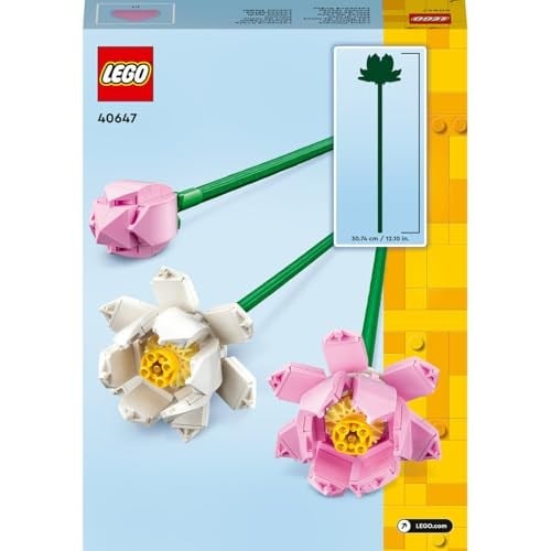 LEGO Botanicals Lotus Çiçekleri 40647 – 8 Yaş ve Üzeri Çocuklar için 2 Tam Açmış Lotus Çiçeği ve 1 Tomurcuk İçeren Yaratıcı Oyuncak Yapım Seti, Çocuklar için Dekoratif Çiçek Hediye Fikri (220 Parça)