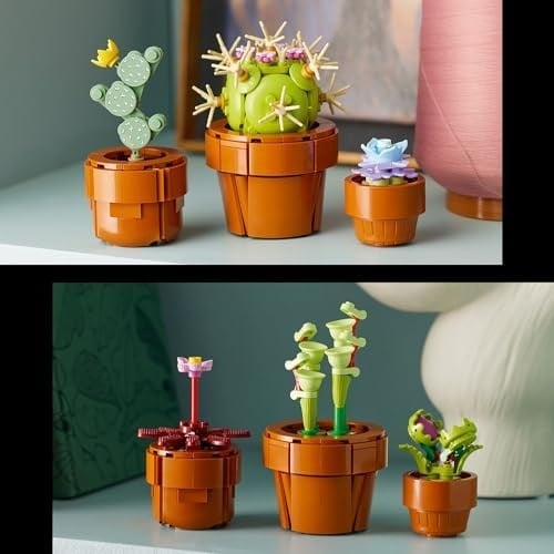 LEGO Botanicals Minik Bitkiler 10329 – Yetişkinler için Terakota Renkli Saksıda Kurak, Tropik ve Etçil Türlerde 9 Bitki İçeren Yapay Çiçek Modeli Yapım Seti, Sevgililer Günü Hediyesi Fikri (758 Parça)