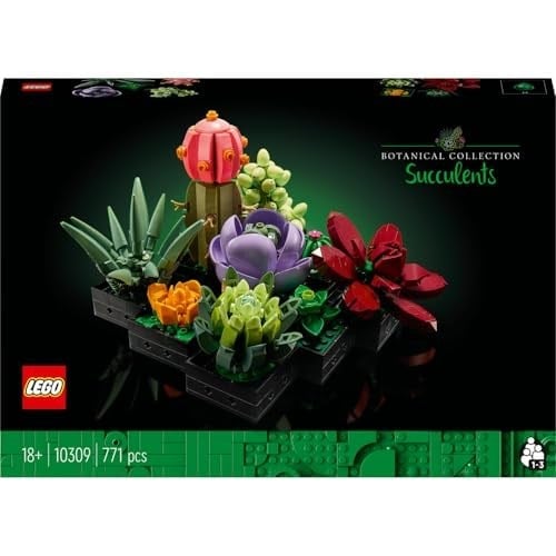 LEGO Botanicals Sukulentler 10309 – Yetişkinler için 9 Farklı Bitki ve Saksı İçeren Dekoratif Yaratıcı Yapay Çiçek Modeli Yapım Seti, Kadınlar ve Erkekler için Sevgililer Günü Hediye Fikri (771 Parça)