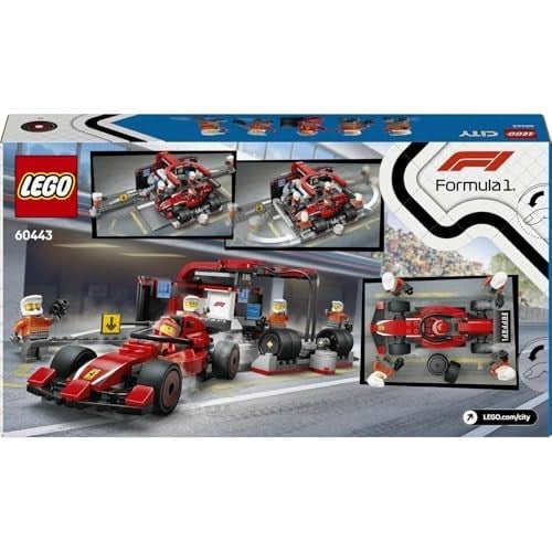 LEGO City Ferrari Arabalı F1 Pit Stop ve Pit Ekibi 60443-6 Yaş ve Üzeri Çocuklar için Yarış Arabası İçeren Yaratıcı Oyuncak Yapım Seti, Doğum Günü Hediyesi (322 Parça)