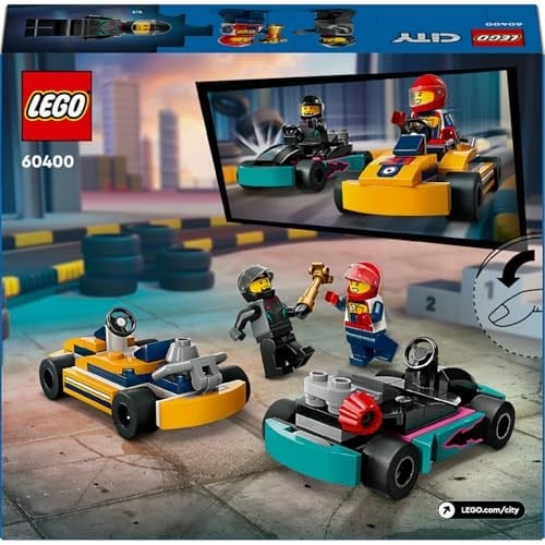 LEGO City Go-Kartlar ve Yarış Sürücüleri 60400-5 Yaş ve Üzeri için Yarışçı Minifigürü İçeren Yaratıcı Oyuncak Yapım Seti (99 Parça)