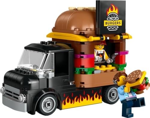 LEGO City Hamburger Kamyonu 60404-5 Yaş ve Üstü Kız ve Erkek Çocuklar için Satıcı Mini Figürü ve Aksesuarlar içeren Araç Yapım ve Mutfak Oyun Seti, Çocuklar için Yaratıcı Hediye Fikri (194 Parça)