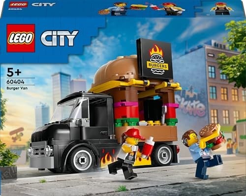 LEGO City Hamburger Kamyonu 60404-5 Yaş ve Üstü Kız ve Erkek Çocuklar için Satıcı Mini Figürü ve Aksesuarlar içeren Araç Yapım ve Mutfak Oyun Seti, Çocuklar için Yaratıcı Hediye Fikri (194 Parça)