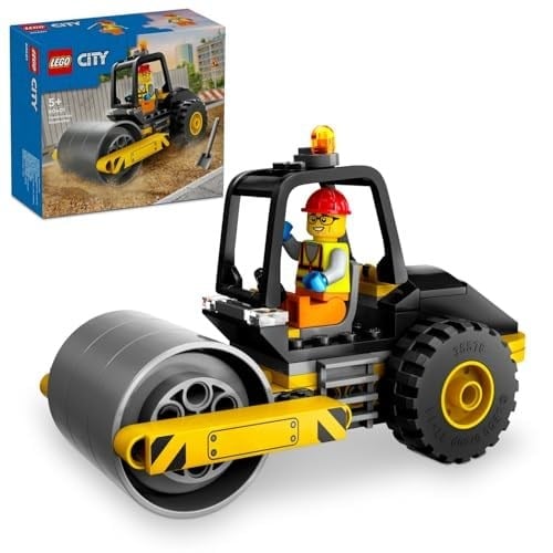 LEGO City Yol Silindiri 60401 – 5 Yaş ve Üzeri Kız ve Erkek Çocuklar için Doğum Günü Hediyesi Fikri, Kürekli ve Baretli İnşaat İşçisi Minifigürü İçeren Yaratıcı Oyuncak Yapım Seti (78 Parça)