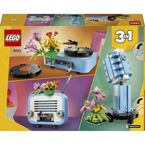 LEGO Creator 3’ü 1 Arada Çiçekli Pikap 31172-8 Yaş ve Üzeri Kız ve Erkek Çocuklar için Radyo ve Mikrofona Dönüşebilen Yaratıcı Oyuncak Yapım Seti, Müzik Oyuncakları Yaratıcı Hediye Fikri (366 Parça)