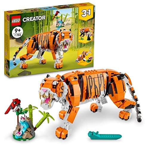 LEGO Creator 3’ü 1 Arada Muhteşem Kaplan 31129 – 9 Yaş ve Üzeri Kız ve Erkek Çocuklar için Doğum Günü Hediyesi Fikri, Kaplan, Kırmızı Panda ve Koi Balığı İçeren Yaratıcı Oyuncak Yapım Seti (755 Parça)