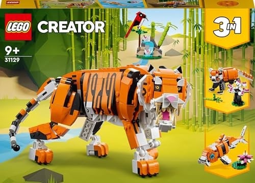 LEGO Creator 3’ü 1 Arada Muhteşem Kaplan 31129 – 9 Yaş ve Üzeri Kız ve Erkek Çocuklar için Doğum Günü Hediyesi Fikri, Kaplan, Kırmızı Panda ve Koi Balığı İçeren Yaratıcı Oyuncak Yapım Seti (755 Parça)