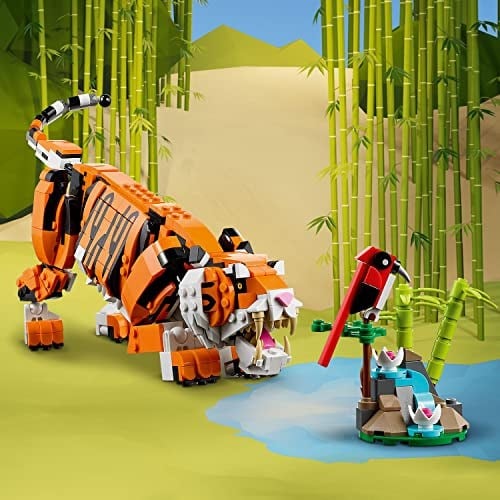 LEGO Creator 3’ü 1 Arada Muhteşem Kaplan 31129 – 9 Yaş ve Üzeri Kız ve Erkek Çocuklar için Doğum Günü Hediyesi Fikri, Kaplan, Kırmızı Panda ve Koi Balığı İçeren Yaratıcı Oyuncak Yapım Seti (755 Parça)