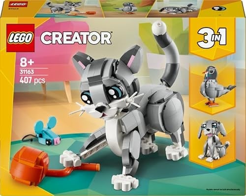 LEGO Creator 3’ü 1 Arada Oyunbaz Kedi 31163-8 Yaş ve Üzeri Çocuklar için Köpek veya Güvercin Figürüne Dönüşebilen Oyuncak Yapım Seti, Doğum Günü Hediyesi (407 Parça)