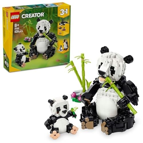 LEGO Creator 3’ü 1 Arada Vahşi Hayvanlar: Panda Ailesi 31165-8 Yaş ve Üzeri Çocuklar için Orka veya Penguene Dönüşen Oyuncak Yapım Seti, Doğum Günü Hediyesi (626 Parça)