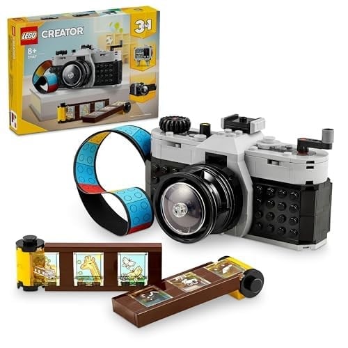 LEGO Creator Retro Fotoğraf Makinesi 31147-8 Yaş ve Üzeri Çocuklar için Televizyon ve Video Kamera Model Seçenekleri İçeren 3’ü 1 Arada Yaratıcı Oyuncak Yapım Seti, Doğum Günü Hediyesi (261 Parça)