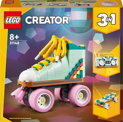 LEGO Creator Retro Paten 31148-8 Yaş ve Üzeri Çocuklar için Mini Kaykay ve Kasetçalar Model Seçenekleri İçeren 3’ü 1 Arada Yaratıcı Oyuncak Yapım Seti, Doğum Günü Hediyesi Fikri (342 Parça)