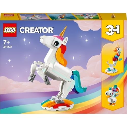 LEGO Creator Sihirli Tek Boynuzlu At 31140-7 Yaş ve Üzeri Çocuklar için Tek Boynuzlu At, Denizatı ve Tavus Kuşu İçeren Yaratıcı Oyuncak Yapım Seti (145 Parça)