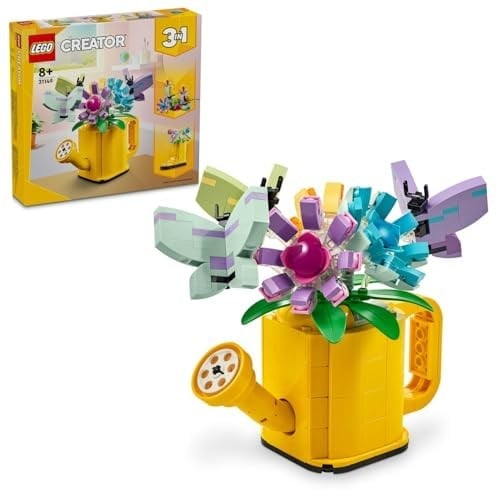 LEGO Creator Sulama Kabında Çiçekler 31149-8 Yaş ve Üzeri Çocuklar için Çizme ve Kuş Modeli Seçenekleri İçeren 3’ü 1 Arada Yaratıcı Oyuncak Yapım Seti, Doğum Günü Hediyesi Fikri (420 Parça)