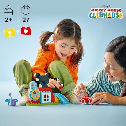 LEGO DUPLO Disney Mickey Fare’nin Kulüp Evi ve Arabası 10454 | 2 Yaş ve Üzeri Çocuklar için Mickey Fare ve Toodles Figürleri İçeren Eğitici Oyuncak Yapım Seti, Hediye Fikri (27 Parça)