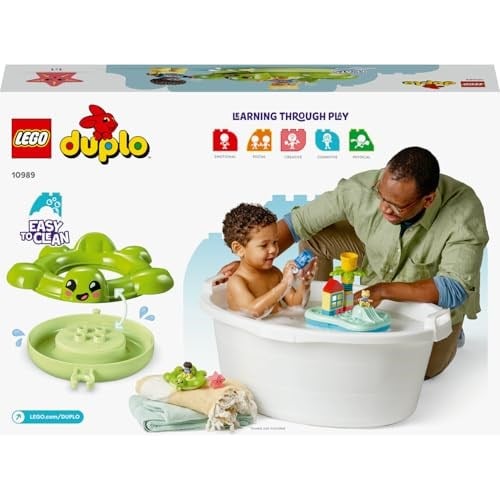 LEGO DUPLO Kasabası Su Parkı 10989 – 2 Yaş ve Üzeri Çocuklar için Eğitici Hediye Fikri, Oyuncak Ada, Yüzen Kaplumbağa Can Simidi ve Çocuk Figürü İçeren Yaratıcı Oyuncak Yapım Seti (19 Parça)