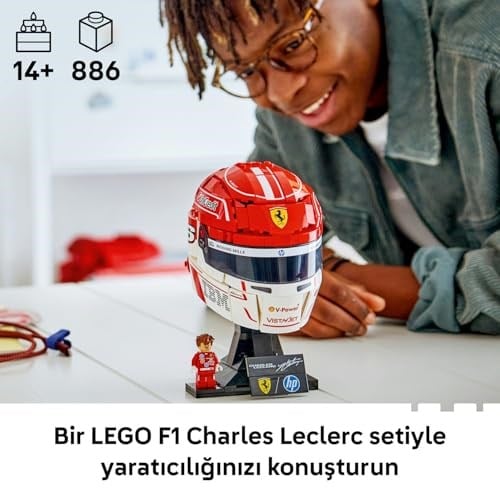 LEGO Editions Scuderia Ferrari HP Charles Leclerc Kaskı 43014 | 14 Yaş ve Üzeri Çocuklar için Minifigür ve İmzalı Markalı Levha İçeren Yaratıcı Oyuncak Yapım Seti, Hediye Fikri (886 Parça)