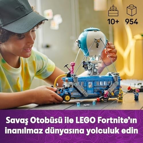 LEGO Fortnite Savaş Otobüsü 77073 – 10 Yaş ve Üzeri Çocuklar için Doğum Günü Hediyesi Fikri, Minnoş Takım Lideri, Drift, Tehlikedi Minifigürleri İçeren Yaratıcı Oyuncak Yapım Seti (954 Parça)