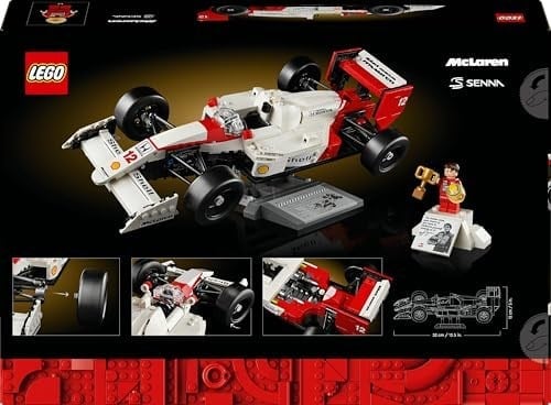 LEGO Icons McLaren MP4/4 ve Ayrton Senna 10330 - Araç Tutkunu Yetişkinler için Koleksiyonluk Yaratıcı Model Araba Yapım Seti, Doğum Günü Hediyesi Fikri (693 Parça)