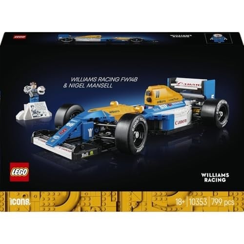 LEGO Icons Williams Racing FW14B ve Nigel Mansell 10353 – Yetişkinler için Sürücü Figürü, Kupa ve Sergileme Standı İçeren Model Yapım Seti – Kadınlar ve Erkekler için Hediye Fikri (797 Parça)