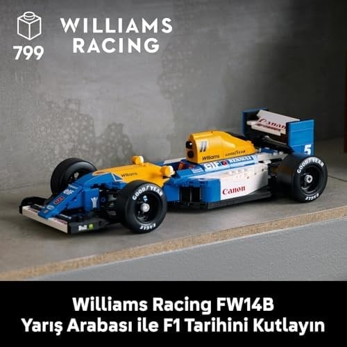 LEGO Icons Williams Racing FW14B ve Nigel Mansell 10353 – Yetişkinler için Sürücü Figürü, Kupa ve Sergileme Standı İçeren Model Yapım Seti – Kadınlar ve Erkekler için Hediye Fikri (797 Parça)