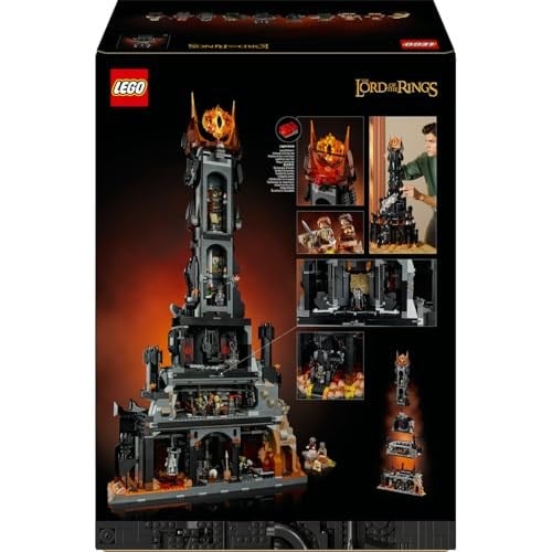 LEGO Icons Yüzüklerin Efendisi: Barad-dûr 10333 | Yetişkinler için Sauron ve Frodo Minifigürleri İçeren Film Hatırası Modeli Yapım Seti, Hediye Fikri (5471 Parça)