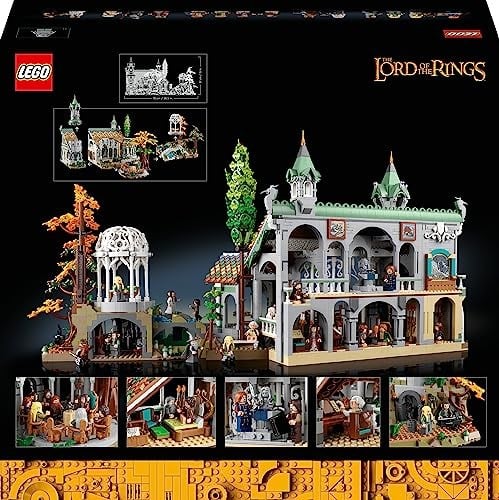LEGO Icons YÜZÜKLERİN EFENDİSİ: RIVENDELL 10316 - Yetişkinler için Hediye Fikri, Frodo, Sam, Bilbo Baggins, Boromir, Legolas ve Gri Gandalf Dahil 15 Minifigür İçeren Model Yapım Seti (6167 Parça)