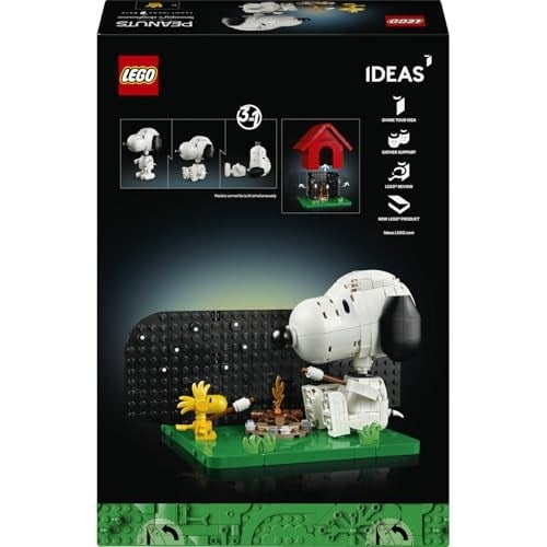 LEGO Ideas Peanuts: Snoopy’nin Köpek Kulübesi 21368 | Yetişkinler için Duruşu Ayarlanabilir Snoopy Figürü İçeren Koleksiyonluk Dekoratif Model Yapım Seti, Hediye Fikri (964 Parça)