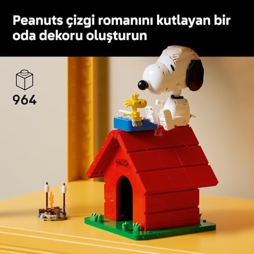 LEGO Ideas Peanuts: Snoopy’nin Köpek Kulübesi 21368 | Yetişkinler için Duruşu Ayarlanabilir Snoopy Figürü İçeren Koleksiyonluk Dekoratif Model Yapım Seti, Hediye Fikri (964 Parça)