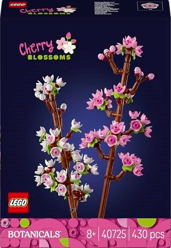 LEGO Kiraz Çiçekleri Kutlama Hediyesi 40725 – 8 Yaş ve Üzeri Çocuklar için Doğum Günü Hediyesi Fikri, Pastel Tonlarda Çiçeklerle Kaplı 2 Dal İçeren Dekoratif Yaratıcı Oyuncak Yapım Seti (430 Parça)