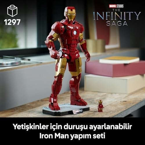 LEGO Marvel Iron Man Mark 3 Koleksiyoncu Versiyonu 76344 | Yetişkinler için Duruşu Ayarlanabilir Iron Man Minifigürü İçeren Model Yapım Seti, Hediye Fikri (1297 Parça)