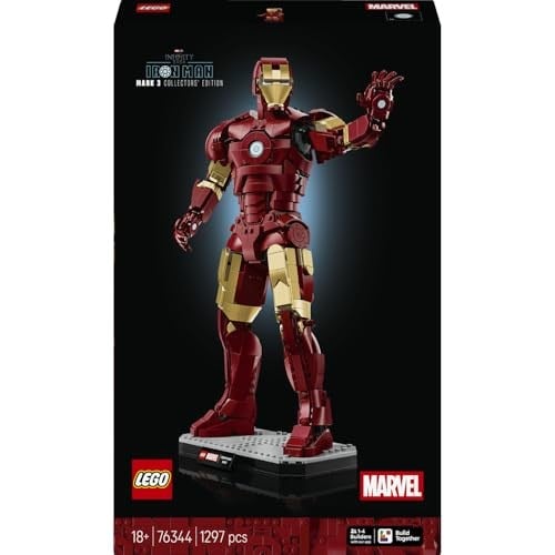 LEGO Marvel Iron Man Mark 3 Koleksiyoncu Versiyonu 76344 | Yetişkinler için Duruşu Ayarlanabilir Iron Man Minifigürü İçeren Model Yapım Seti, Hediye Fikri (1297 Parça)