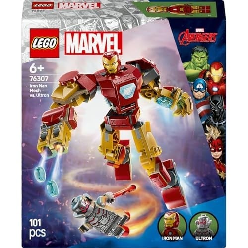 LEGO Marvel Iron Man Robotu, Ultron’a Karşı 76307-6 Yaş ve Üzeri Süper Kahraman Sevenler için Yaratıcı Oyuncak Yapım Seti, Doğum Günü Hediyesi (101 Parça)