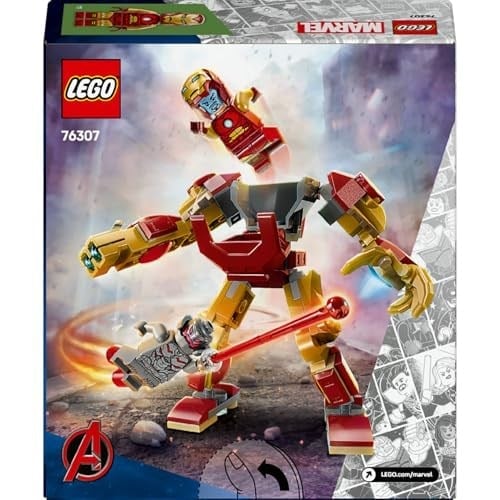 LEGO Marvel Iron Man Robotu, Ultron’a Karşı 76307-6 Yaş ve Üzeri Süper Kahraman Sevenler için Yaratıcı Oyuncak Yapım Seti, Doğum Günü Hediyesi (101 Parça)