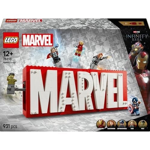 LEGO Marvel: MARVEL Logosu ve Minifigürleri 76313 | 12 Yaş ve Üzeri Çocuklar için Avengers Karakterleri İçeren Yaratıcı Oyuncak Yapım Seti, Doğum Günü Hediyesi (931 Parça)