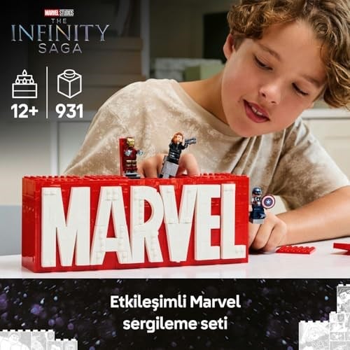 LEGO Marvel: MARVEL Logosu ve Minifigürleri 76313 | 12 Yaş ve Üzeri Çocuklar için Avengers Karakterleri İçeren Yaratıcı Oyuncak Yapım Seti, Doğum Günü Hediyesi (931 Parça)