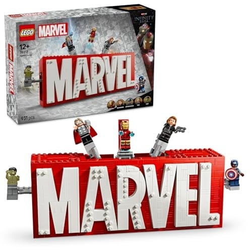 LEGO Marvel: MARVEL Logosu ve Minifigürleri 76313 | 12 Yaş ve Üzeri Çocuklar için Avengers Karakterleri İçeren Yaratıcı Oyuncak Yapım Seti, Doğum Günü Hediyesi (931 Parça)