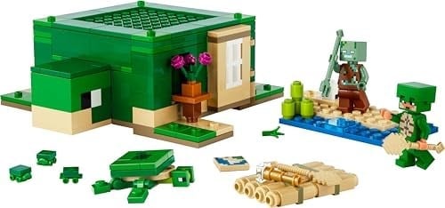 LEGO Minecraft Kaplumbağa Plaj Evi 21254-7 Yaş ve Üzeri Macera Oyunları Seven Çocuklar İçin 3 adet LEGO Minecraft Minifigürü içeren Yaratıcı Oyuncak Yapım Seti, Doğum Günü Hediyesi Fikri (234 Parça)