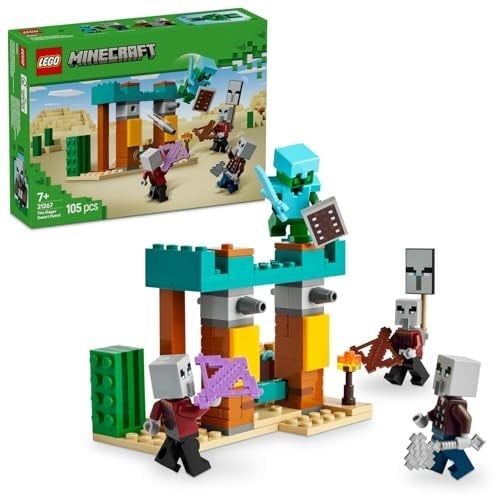 LEGO Minecraft Serseri Köylü Çöl Devriyesi 21267 – 7 Yaş ve Üzeri Kız ve Erkek Çocuklar için Pillager, Vindicatör ve Kaktüs Şövalyesi İçeren Oyuncak Yapım Seti, Rol Yapma Oyunu Doğum Günü Hediyesi