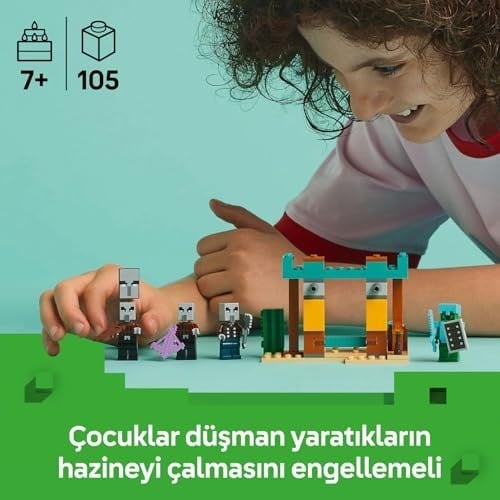 LEGO Minecraft Serseri Köylü Çöl Devriyesi 21267 – 7 Yaş ve Üzeri Kız ve Erkek Çocuklar için Pillager, Vindicatör ve Kaktüs Şövalyesi İçeren Oyuncak Yapım Seti, Rol Yapma Oyunu Doğum Günü Hediyesi