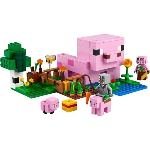 LEGO Minecraft Yavru Domuz Evi 21268 – 7 Yaş ve Üzeri Çocuklar için Kahraman Figürü, Yaratıklar ve Orman Biyomu İçeren Çiftlik Hayvanı Yapım Seti, Erkek ve Kız Çocukları için Hediye Fikri (238 Parça)