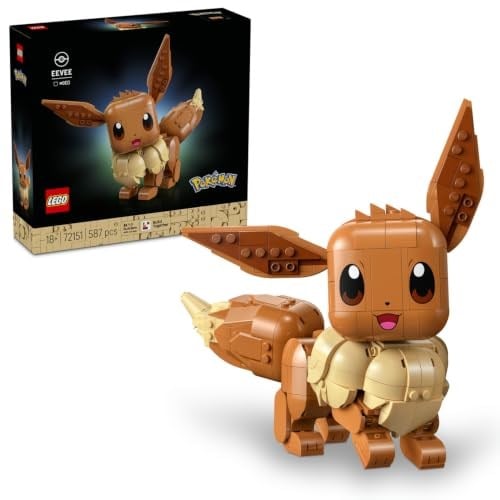 LEGO Pokémon Eevee 72151 - Yetişkin Kadınlar ve Erkekler için Otantik Detaylar İçeren Duruşu Ayarlanabilir Dekoratif Koleksiyonluk Model Yapım Seti, Yetişkinlere Yaratıcı Hediye Fikri (587 Parça)