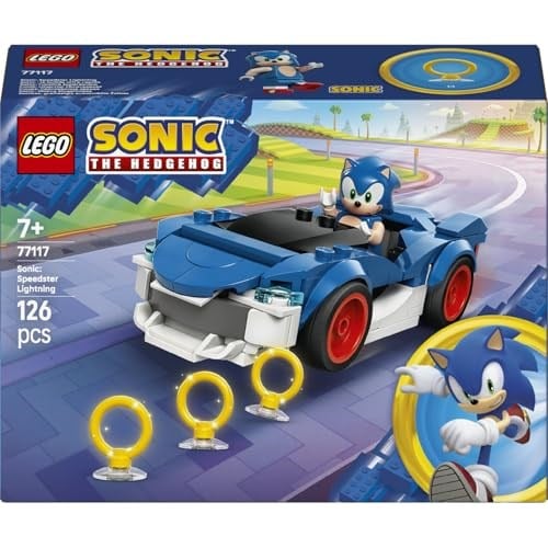LEGO Sonic the Hedgehog Sonic: Şimşek Araba 77117 | 7 Yaş ve Üzeri Çocuklar için Yaramaz Yüz Baskılı Sonic Minifigürü İçeren Oyuncak Yapım Seti, Hediye Fikri (126 Parça)
