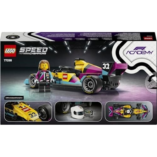 LEGO Speed Champions F1 ACADEMY LEGO Yarış Arabası 77258 | 10 Yaş ve Üzeri Çocuklar için Kıyafetli ve Kasklı Minifigür İçeren Oyuncak Yapım Seti, Hediye Fikri (201 Parça)