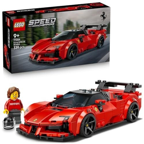 LEGO Speed Champions Ferrari SF90 XX Stradale Spor Araba 77254-9 Yaş ve Üzeri Çocuklar için Minifigür İçeren Ferrari Kıyafetli Minifigür İçeren Yaratıcı Oyuncak Yapım Seti, Hediye Fikri (339 Parça)