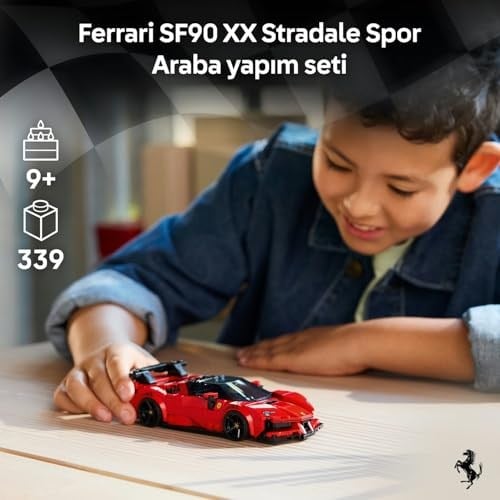 LEGO Speed Champions Ferrari SF90 XX Stradale Spor Araba 77254-9 Yaş ve Üzeri Çocuklar için Minifigür İçeren Ferrari Kıyafetli Minifigür İçeren Yaratıcı Oyuncak Yapım Seti, Hediye Fikri (339 Parça)
